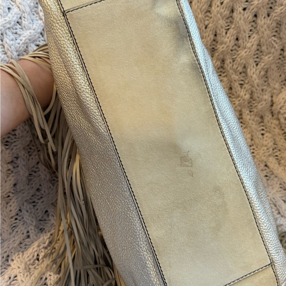 Vintage VERSACE Hobo Beige‎ Leather Suede Fringe Tassel Fringe Hand Bag Tassle - Picture 12 of 15